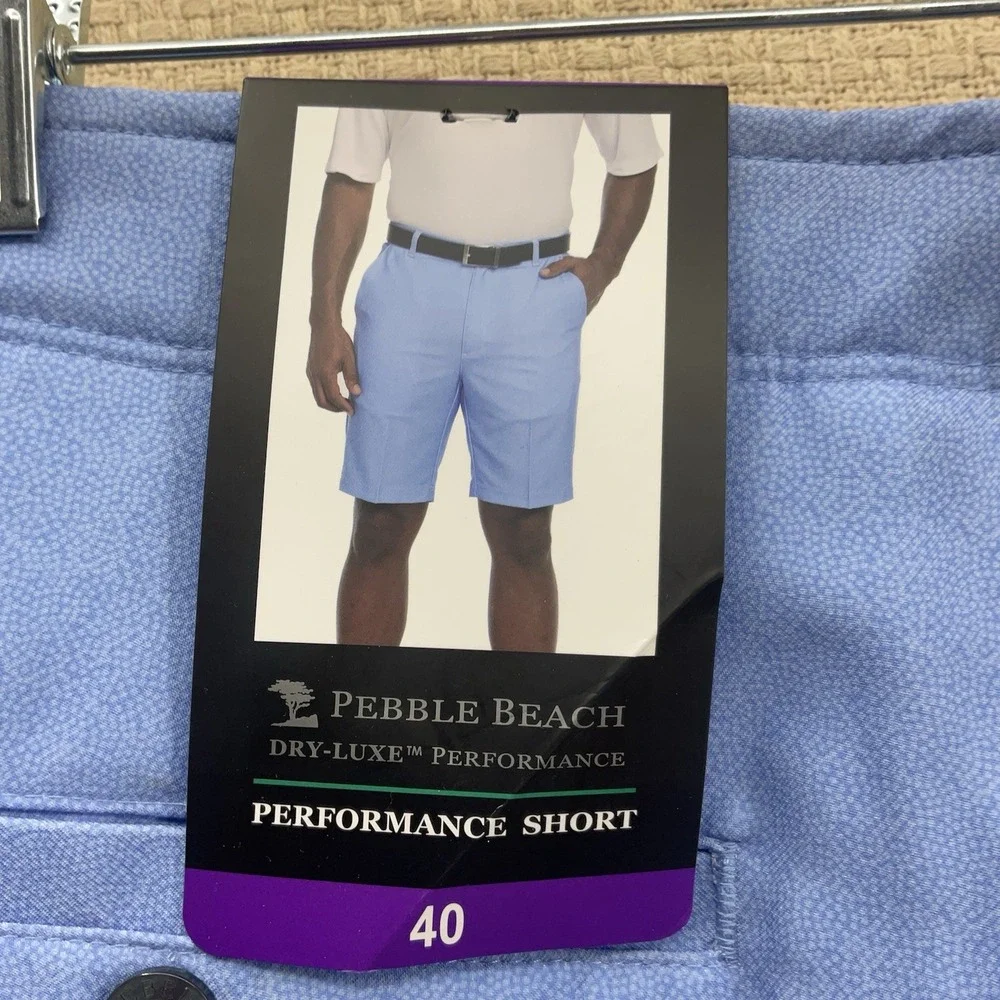 NEW Pebble Beach‎ Dry-Luxe Comfort Flex Performance Golf Short Size 40 Blue Dots